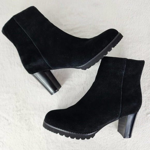 Blondo Rana Black Suede Waterproof Heeled Boots with side zip. Sturdy tread NWOT - Picture 8 of 12